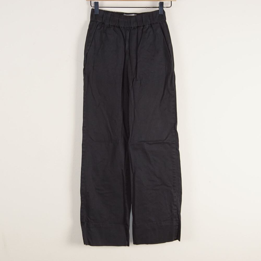 Everlane Black Organic Cotton Blend Twill Easy Pant Straight Leg Sz XXS